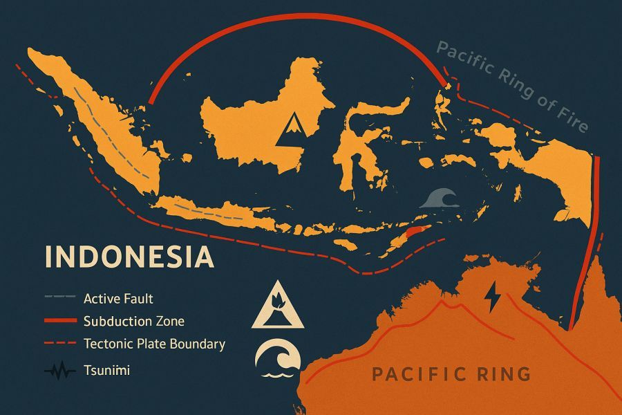 Indonesia berada di atas cincin api, dikelilingi patahan aktif, menuntut kesiapsiagaan bencana permanen. (podiumnews)
