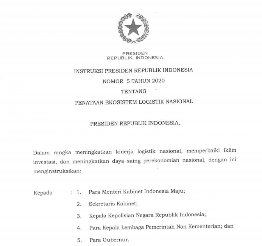 podiumnews.com-Ini Inpres Jokowi Tentang Penataan Ekosistem Logistik Nasional