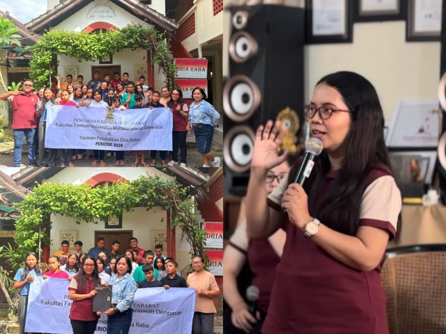  PKMUnmas Denpasar meluncurkan audiobook edukatif bertajuk “Kenali Batuk dan Pengobatannya dengan Tepat” bagi penyandang disabilitas sensorik netra di Yayasan Pendidikan Dria Raba, Denpasar. (foto/sukadana)