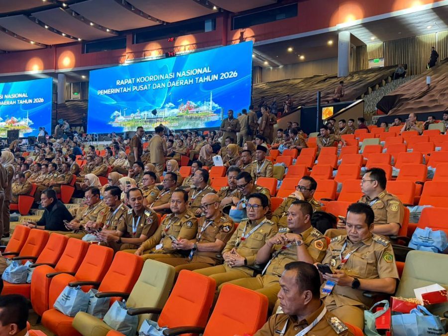 Bupati Badung, I Wayan Adi Arnawa dan Wabup Bagus Alit Sucipta saat menghadiri Rakornas di Sentul International Convention Center, Bogor, Jawa Barat, Selasa (2/2/2026). (foto/adi)