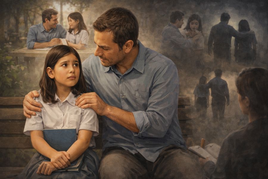 Ilustrasi: Relasi yang tampak hangat dan aman antara orang dewasa dan anak dapat menyimpan risiko manipulasi psikologis dalam praktik child grooming. (podiumnews)