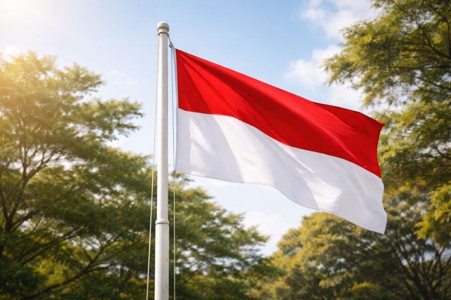 Ilustrasi Bendera Merah Putih berkibar di tiang bendera sebagai simbol nasionalisme dan penguatan pendidikan karakter di lingkungan sekolah. (podiumnews)