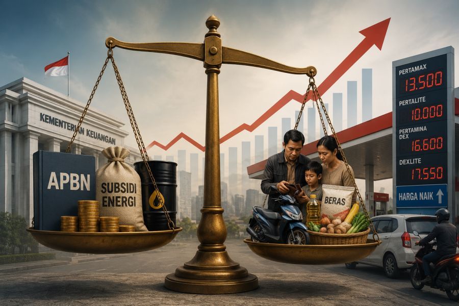 Ilustrasi keseimbangan antara kesehatan fiskal negara dan perlindungan daya beli masyarakat. (podiumnews)