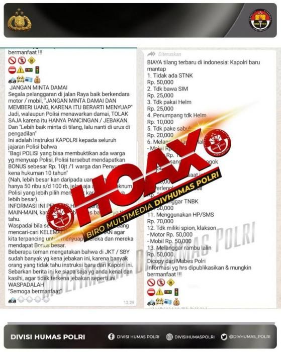 Hoax! Polri Tak Instruksikan Anggota Tilang Damai di Lapangan