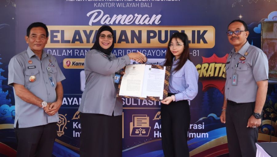 Kantor Wilayah Kementerian Hukum Bali menghadirkan Pameran Layanan Hukum dalam rangka memperingati Hari Kemerdekaan Republik Indonesia ke-81 dan Hari Pengayoman ke-81 Tahun 2026. (foto/Kanwil Kemenkum Bali)