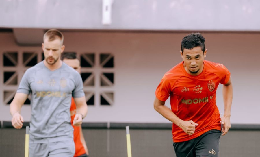 Kapten Bali United FC, Ricky Fajrin dalam sebuah sesi latihan, baru-baru ini. (baliutd)