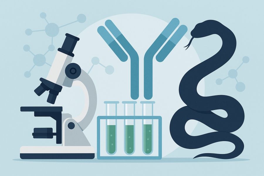 Ilustrasi penelitian antibodi penangkal bisa. (podiumnews)