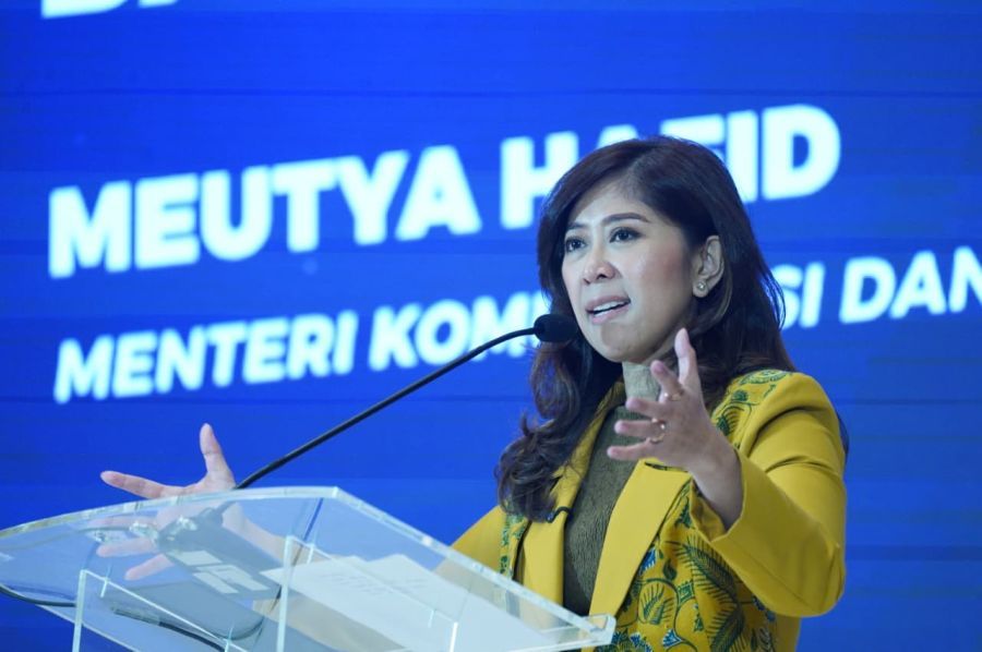 Menkomdigi Meutya Hafid dalam Forum Government Public Relations (GPR) Outlook 2026 di Jakarta Pusat, Rabu (4/2/2026). (infopublik.id)