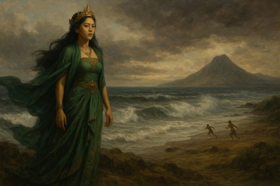 Nyi Roro Kidul menatap ombak selatan, saksi bisu amarah bumi dan ingatan purba Nusantara. (podiumnews)