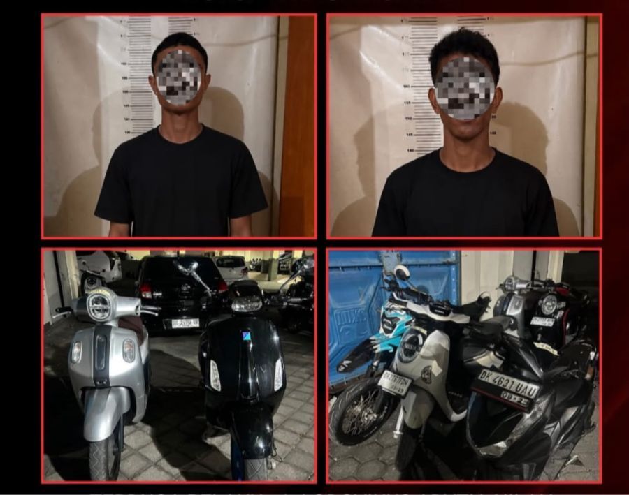 podiumnews.com-Polda Bali Ciduk Dua Maling Motor Bermodus Petugas Debct Collector