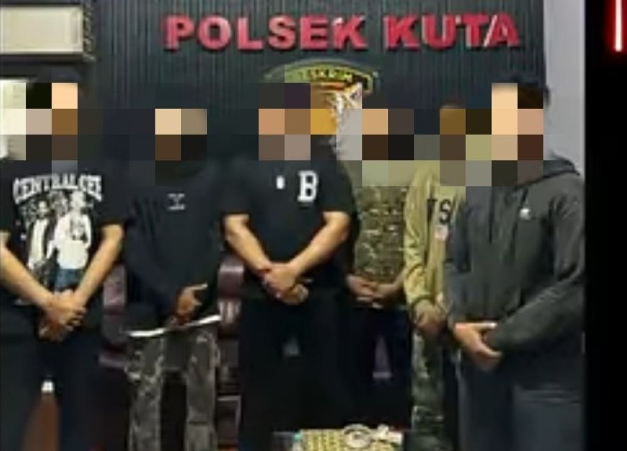 Polsek Kuta menangkap tujuh pelaku pengeroyokan di simpang Jalan Kunti, Seminyak, Kuta, Badung, Bali. (foto/hes)