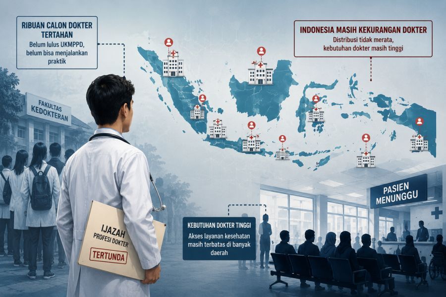 podiumnews.com-Ribuan Calon Dokter Tertahan, Indonesia Masih Kekurangan Tenaga Medis