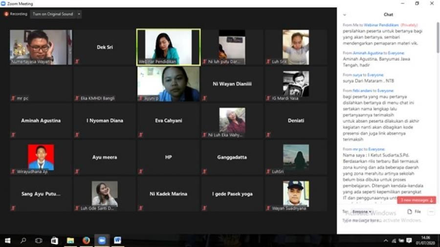 podiumnews.com-Tanggapi Pendidikan Jelang New Normal, KMHDI Bangli Gelar Seminar Online