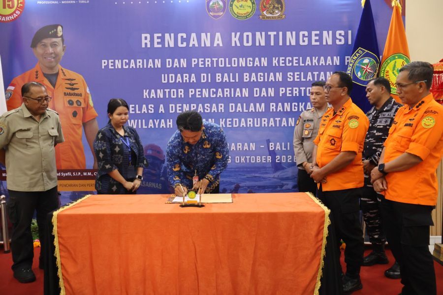 Kantor Pencarian dan Pertolongan Kelas A Denpasar menggelar Penyusunan Rencana Kontingensi Pencarian dan Pertolongan (SAR) Kecelakaan Pesawat Udara di Bali Bagian Selatan dalam rangka Pemetaan Wilayah Rawan Kedaruratan Tahun 2026, di Ruang Serbaguna Lantai 3, Gedung Werkudara, Kantor Pencarian dan Pertolongan Denpasar, Badung, Bali. (foto/hes)