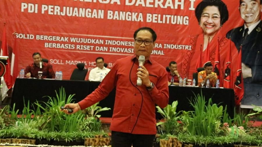 podiumnews.com-Sukses di Badung, Suiasa Paparkan PPNSB di Rakerda PDIP Bangka Belitung