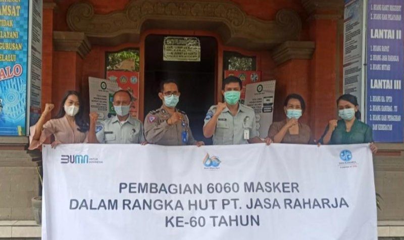 podiumnews.com-Sasar Fasilitas Publik, Jasa Raharja Bagikan 6000 Masker 