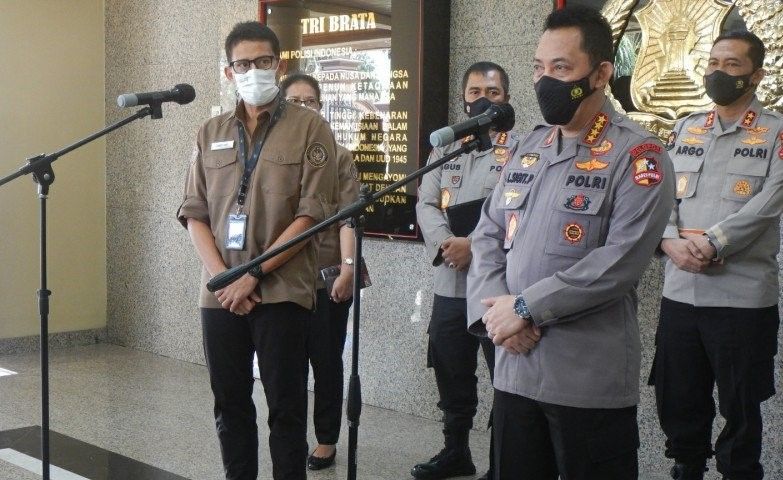 podiumnews.com-Saindiaga Uno Temui Kapolri Bahas Pemulihan Pariwisata