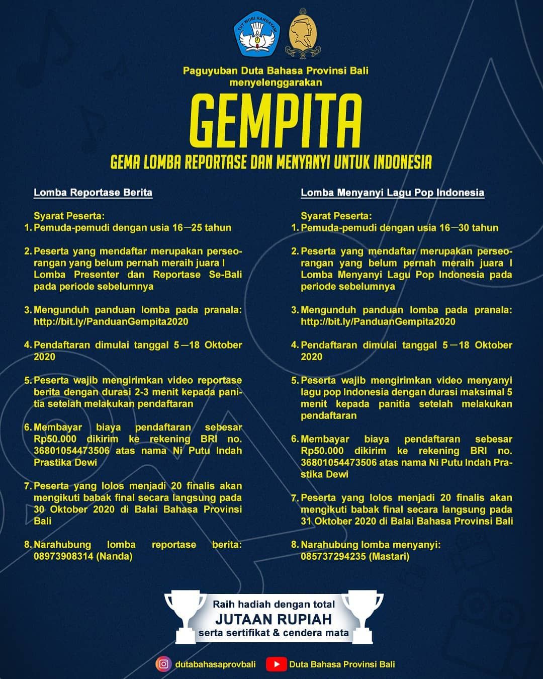 Akhir Oktober, Paguyuban Duta Bahasa Gelar Lomba Reportase dan Menyanyi 