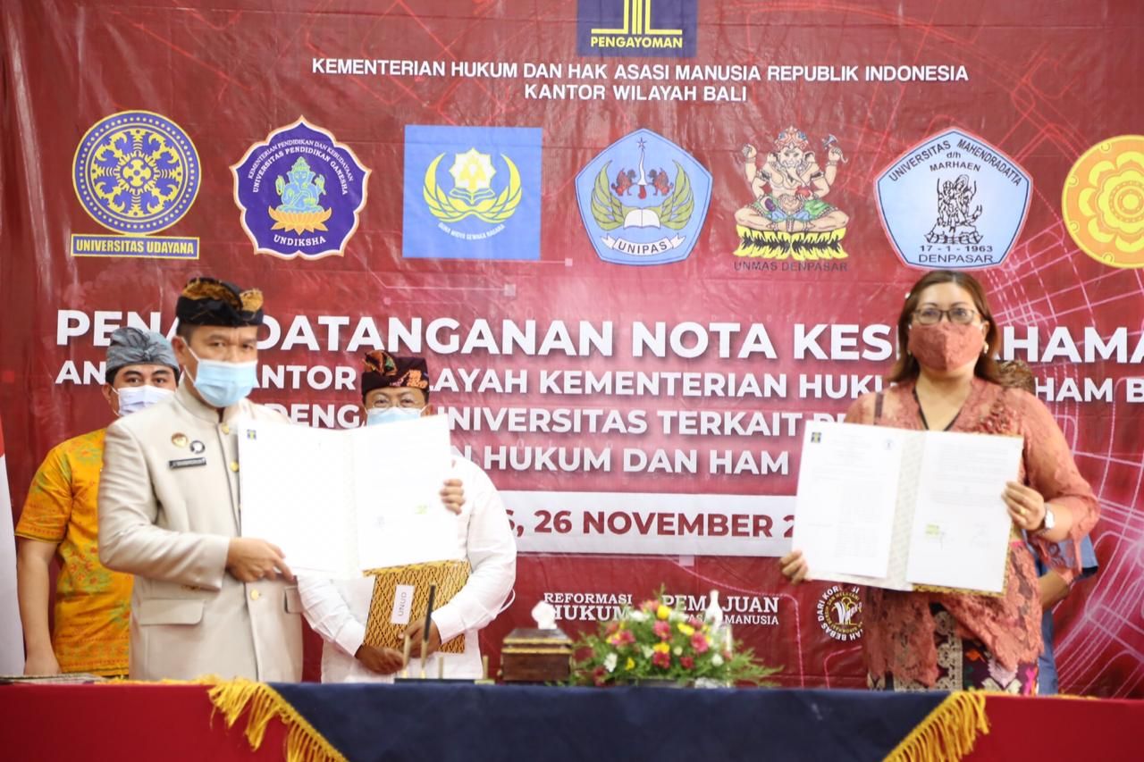 podiumnews.com-Kemenkumham-Perguruan Tinggi di Bali MoU Sukseskan Pembangunan Daerah