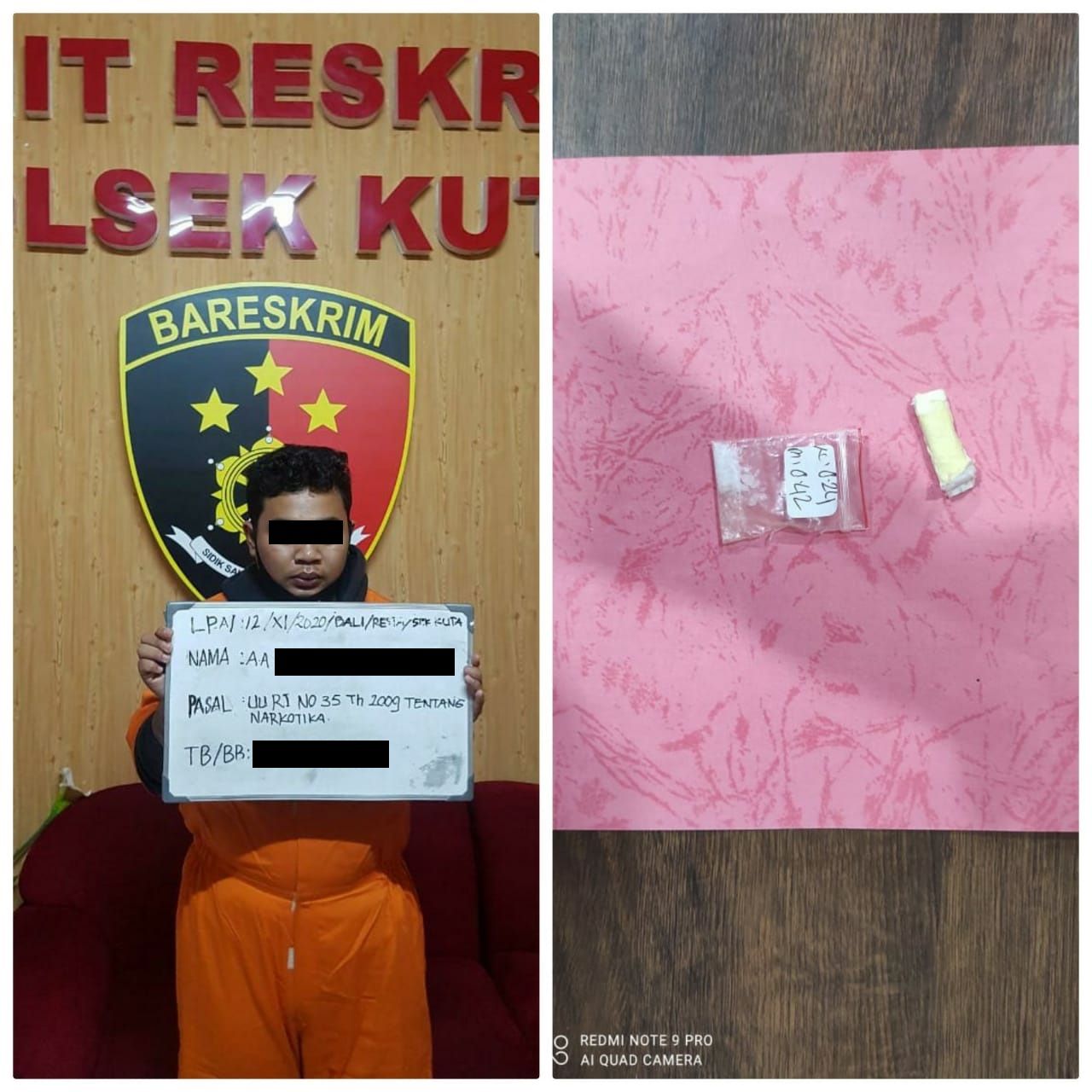 podiumnews.com-Polisi Bekuk Kurir Narkoba Kedapatan Transaksi di Kuta 