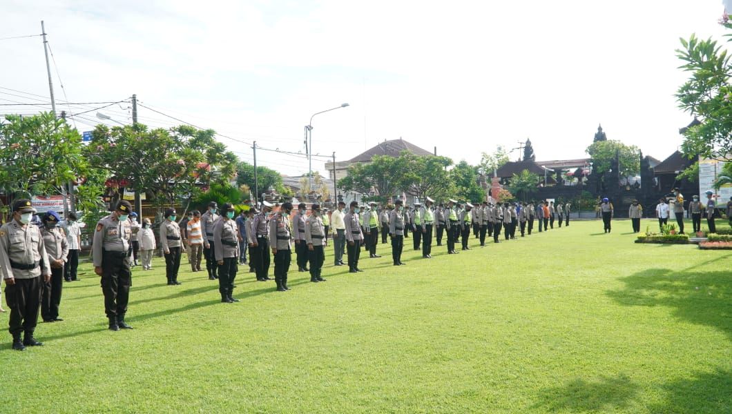 podiumnews.com-Polres Denpasar Apel Gabungan Pengamanan Masa Tenang Pilkada