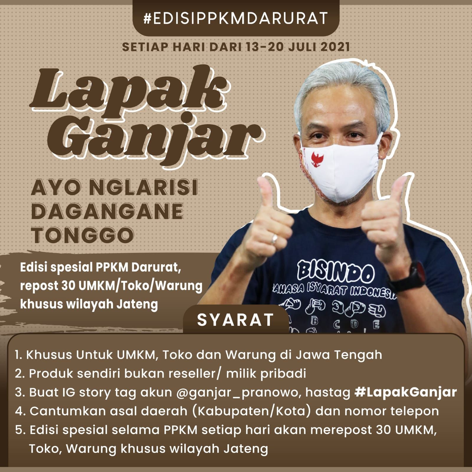 podiumnews.com-Bantu Promo UMKM, Lapak Ganjar Tayang Tiap Hari