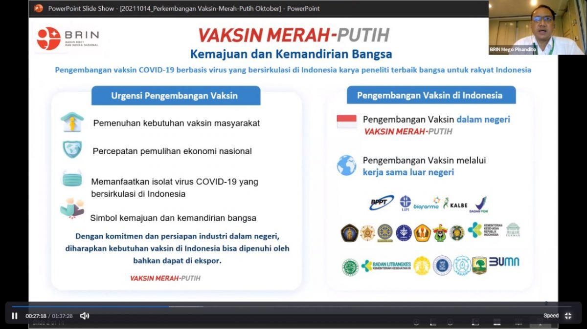 podiumnews.com-Riset Vaksin Merah-Putih Memasuki Tahap Persiapan Uji Pre-Klinik