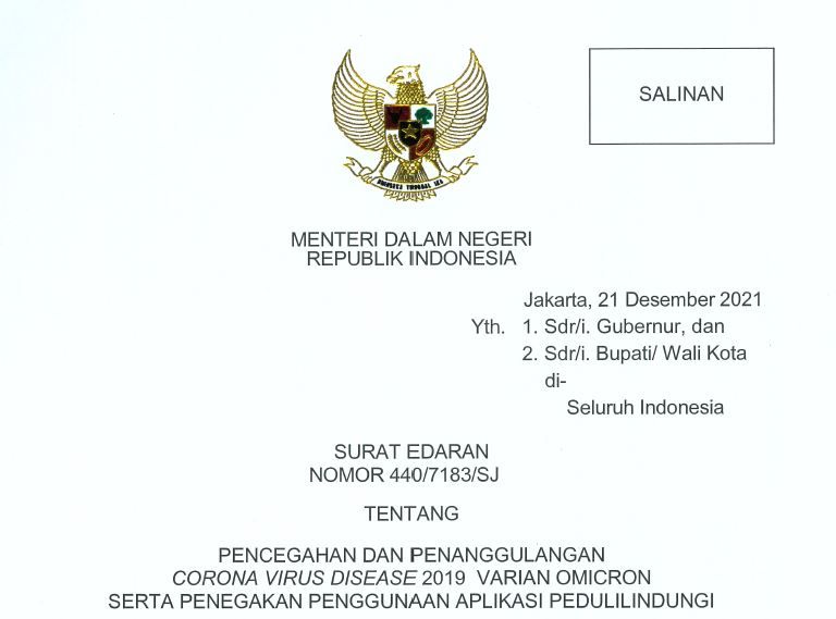 podiumnews.com-Edaran Terbaru Pencegahan dan Penanggulangan Varian Omicron