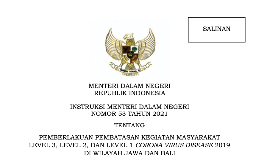 podiumnews.com-Ini Wilayah PPKM Jawa-Bali Periode 19 Oktober-1 November