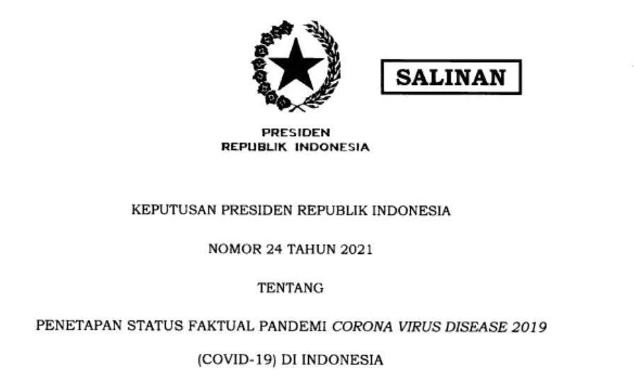 podiumnews.com-Jokowi Terbitkan Keppres Penetapan Status Covid-19