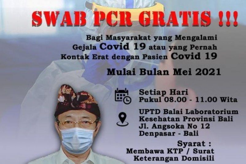 podiumnews.com-Pemprov Bali Gratiskan Biaya Swab PCR Bagi Masyarakat Bergejala COVID-19