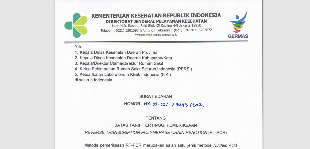podiumnews.com-Simak! Ini Tarif Terbaru RT-PCR