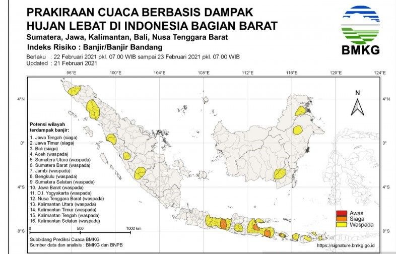podiumnews.com-Bali dan Empat Provinsi Lain Berstatus Siaga Banjir Pada 22-23 Februari