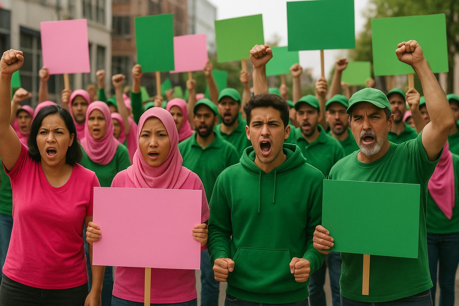 podiumnews.com-Pink dan Hijau Berubah Jadi Simbol Perlawanan