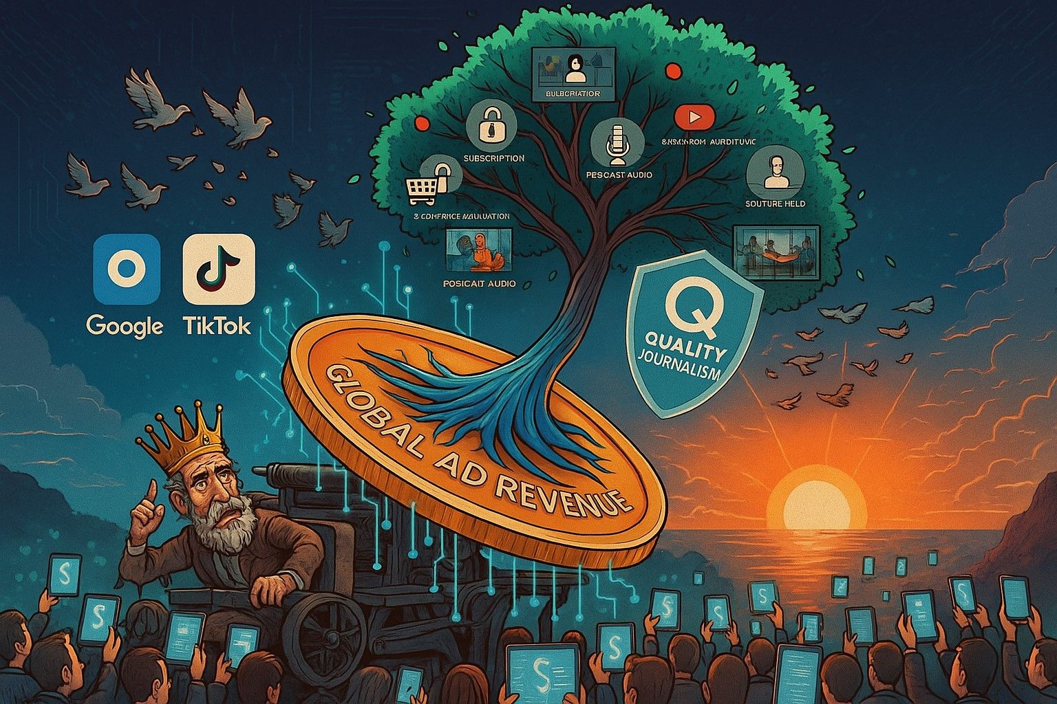 Media bertransformasi! Dari belenggu iklan ke pohon bisnis diversifikasi dan jurnalisme berkualitas, melawan dominasi platform global. (podiumnews)