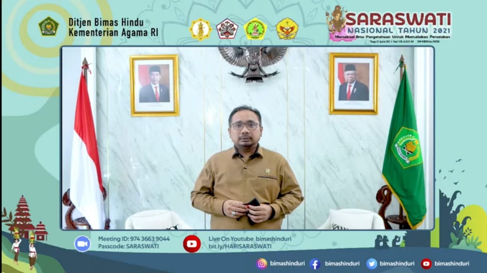 podiumnews.com-Perayaan Hari Suci Saraswati, Menag Ajak Umat Hindu Kuatkan Moderasi Beragama