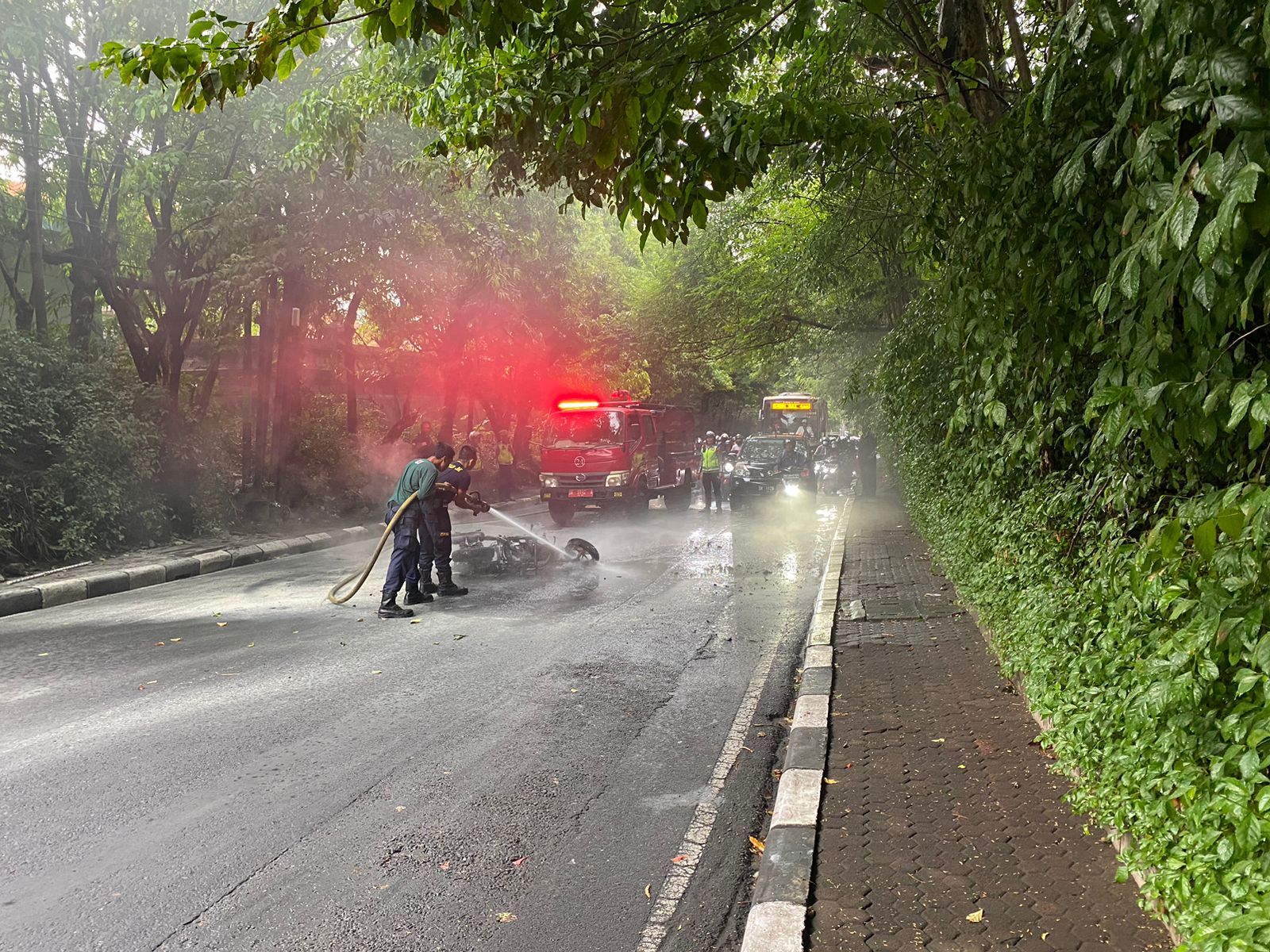 Motor Pelajar SMP di Denpasar Terbakar