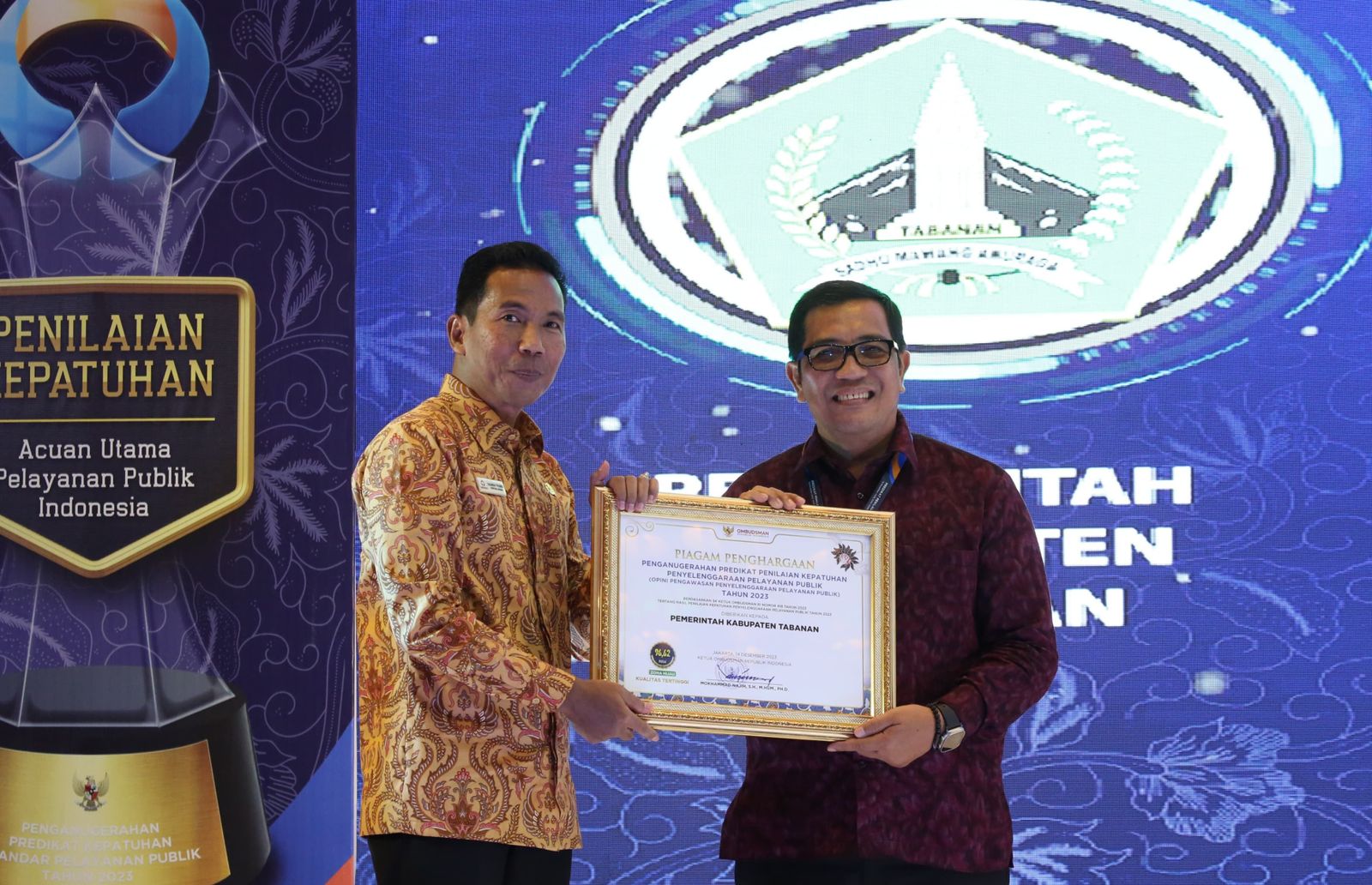 podiumnews.com-Tabanan Raih Predikat Kualitas Tertinggi dari ORI 