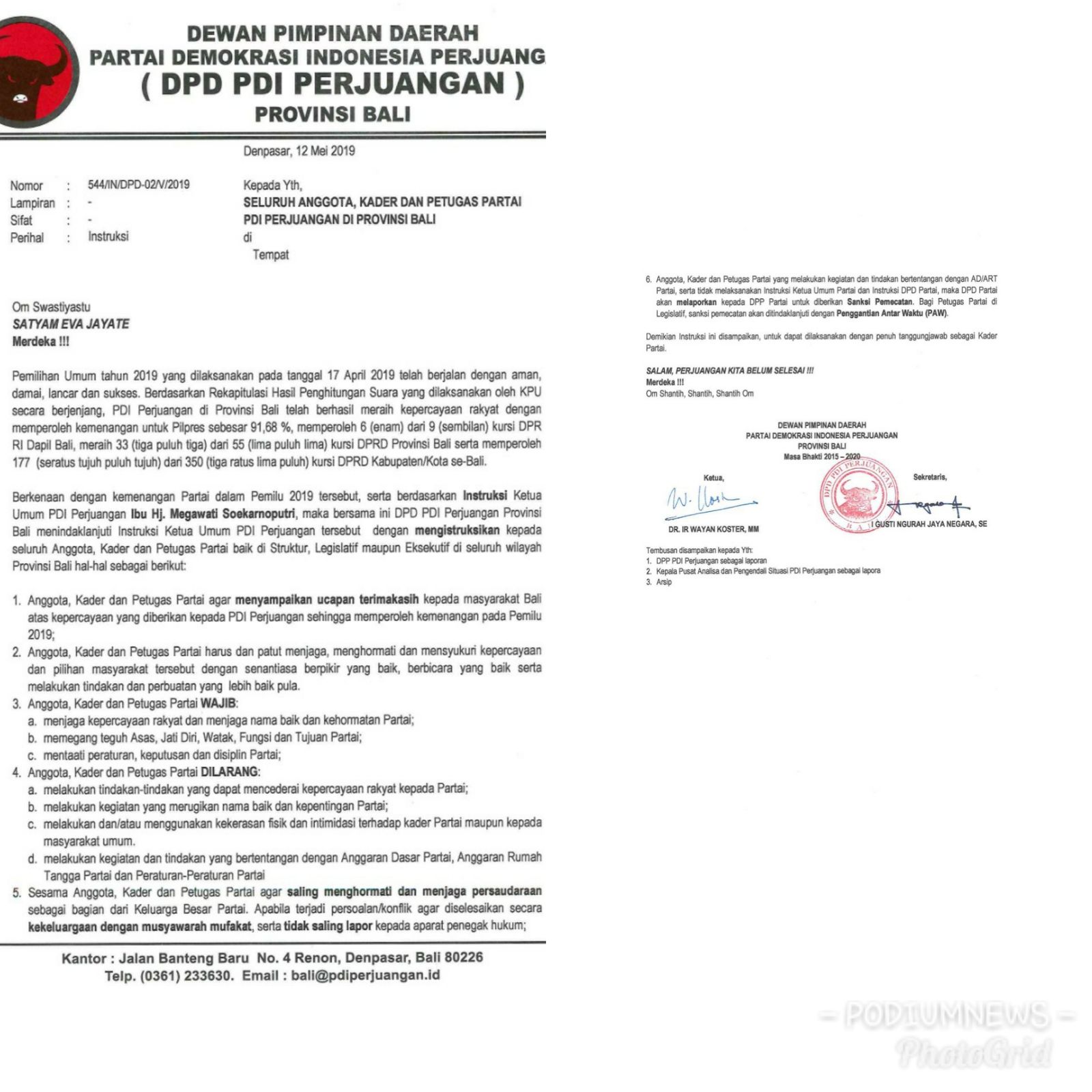 Ini Enam Poin Instruksi PDI-P Bali kepada Kadernya